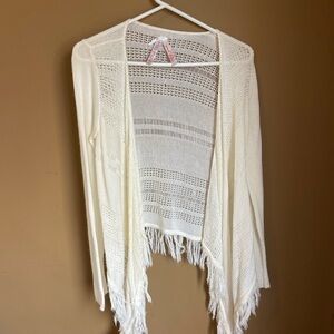 Derek Heart Cream Fringe Cardigan